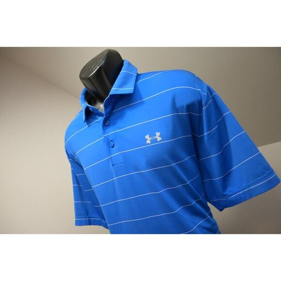 Under Armour Golf Polo HeatGear Loose Striped Athletic Shirt Mens Sz XL - Picture 1 of 10